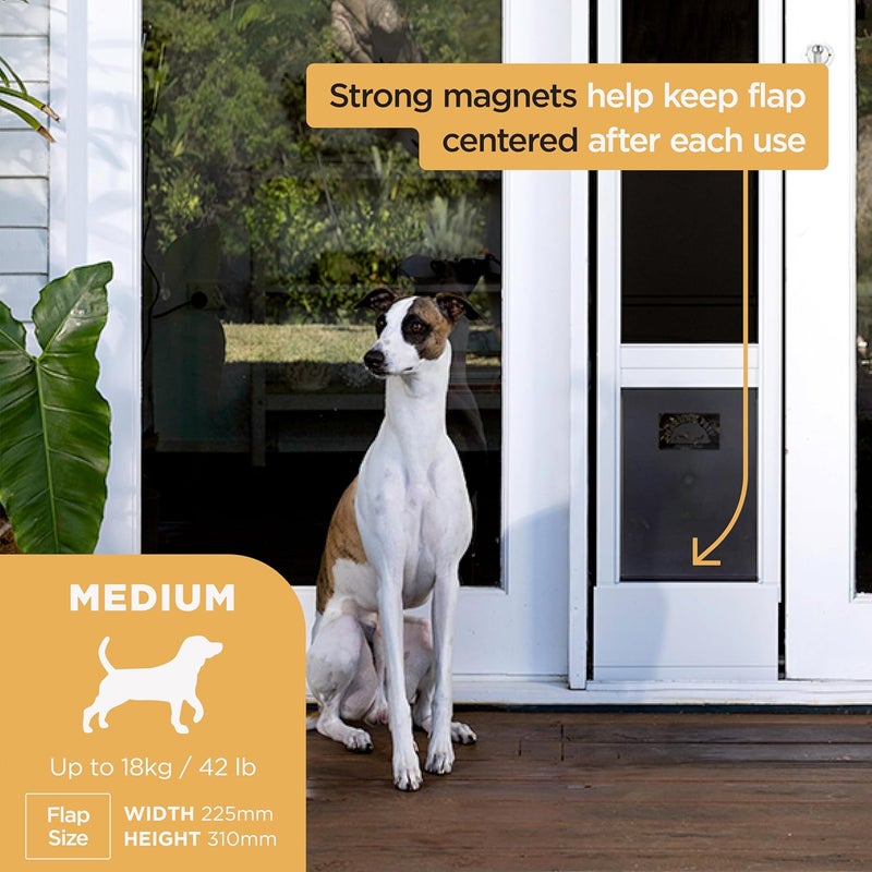 Hakuna V2 Patio Pet Door Screen Insert Panel for Sliding Doors, Fits Door Track Min Ht 59.05" to Max Ht 84.25",UV Resistant Mesh, Locking Magnetic Dog Door, Easy Install and Removal,Medium,White - Image 5